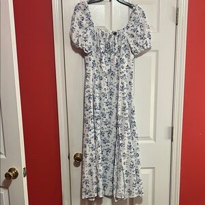 SHEIN Blue and White Floral Maxi Dress